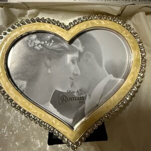 Roman Heart-Shaped Gold and Silver Photo Frame